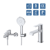 Комплект смесителей для ванной комнаты BelBagno AURORA-VASM/LVM-CRM Комплект смесителей для ванной комнаты BelBagno AURORA-VASM/LVM-CRM