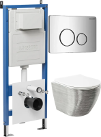 Комплект унитаза с инсталляцией Grossman Style 97.4455SWS.05.10M с клавишей смыва