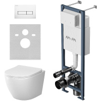 Комплект унитаза с инсталляцией Am.Pm Like Aquaspin IS110301.801900 с сиденьем микролифт, кнопка белый глянец