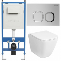 Комплект унитаза с инсталляцией Grossman Cosmo 97.4479SQC.02.110 с клавишей смыва