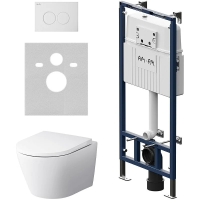 Комплект унитаза с инсталляцией Am.Pm Sense FlashClean IS110101.741701 с сиденьем микролифт, кнопка белый глянец