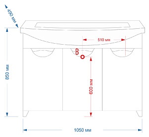 Тумба под раковину Misty Лаванда 105 Э-Лав01105-011Пр