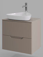 Тумба с раковиной подвесная 60 см, Orange Line Li-60TuLMDF+B07-500W латте/белый