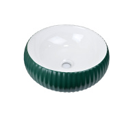 Накладная раковина (40х40) Bronze de Luxe изумрудная/белая  1382