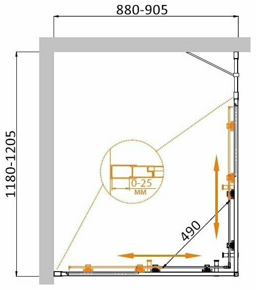 Душевой уголок (120х90) CEZARES MOLVENO MOLVENO-AH-21-90+30-C-GM-IV