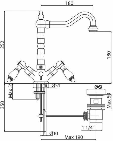 Смеситель для раковины Cezares DIAMOND-LS2-03/24-Sw