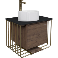 Тумба подвесная Grossman ВИНТАЖ-70 см 107008 с 1-м ящ, веллингтон/металл золото