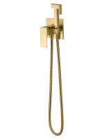 Смеситель с гигиеническим душем встраиваемый WONZON & WOGHAND CUBE, брашированное золото WW-88829016-BG Смеситель с гигиеническим душем встраиваемый WONZON & WOGHAND CUBE, брашированное золото WW-88829016-BG