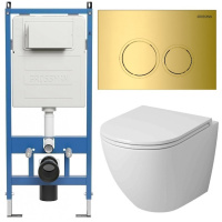 Комплект унитаза с инсталляцией Grossman Galaxy 97.4455SQ.01.300 с клавишей смыва