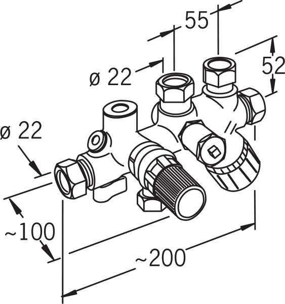 Питательный смесительный клапан, DN 20, ∅Cu 22 Oras 420122