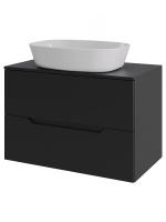 Тумба с раковиной подвесная 70 см, Orange Line Li-70TubMDF+B08-500W черный/белый