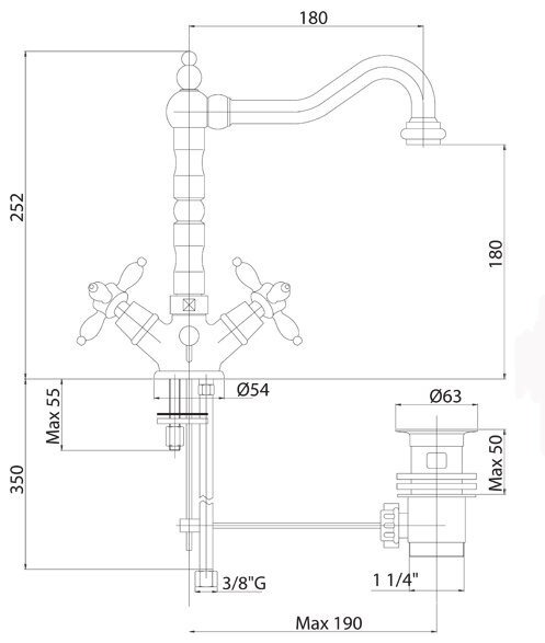 Смеситель для раковины Cezares Nostalgia NOSTALGIA-LS2-03/24