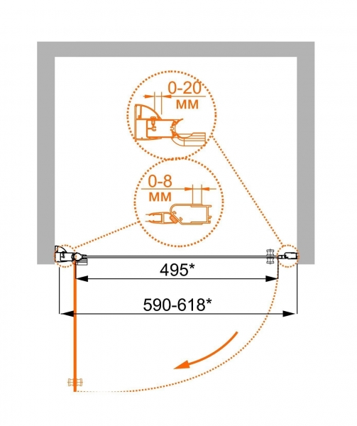 Душевая дверь в нишу Cezares PORDENONE-B-1-70-C-G