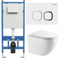 Комплект унитаза с инсталляцией Grossman Cosmo 97.4411SQC.02.000 с клавишей смыва