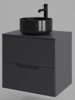 Тумба с раковиной подвесная 60 см Orange Line Li-60TugMDF+B07-345B графит/черный