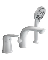 Смеситель на борт ванны однорычажный с душевым набором Orange M60-333w белый