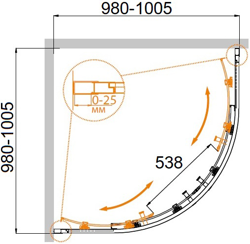 Душевой уголок (100х100) CEZARES MOLVENO MOLVENO-R-2-100-C-GM-IV