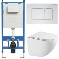 Комплект унитаза с инсталляцией Grossman Classic 97.4455SQC.04.01M с клавишей смыва