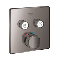 Термостат для встраиваемого монтажа на 2 выхода Grohe Grohtherm SmartControl 29124 A00 (29124A00) темный графит глянец Термостат для встраиваемого монтажа на 2 выхода Grohe Grohtherm SmartControl 29124 A00 (29124A00) темный графит глянец