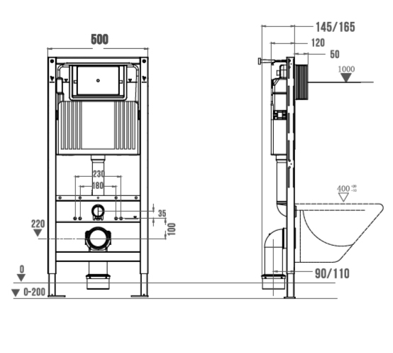 Система инсталляции для унитаза WONZON & WOGHAND механическая WW-TI739A