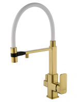 Смеситель для кухни с гибким изливом и подключением фильтра WONZON & WOGHAND, брашированное золото WW-88458012-BGMW Смеситель для кухни с гибким изливом и подключением фильтра WONZON & WOGHAND, брашированное золото WW-88458012-BGMW