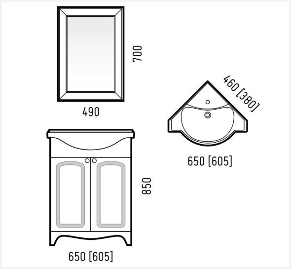 Зеркальный шкаф (49х70) Corozo Классика 65 SD-00000289