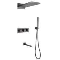 Душевой комплект ABBER Daheim AF8253NG скрытого монтажа с изливом, термостат, никель Душевой комплект ABBER Daheim AF8253NG скрытого монтажа с изливом, термостат, никель