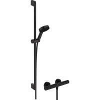 Термостат для душа с душевым гарнитуром Hansgrohe Pulsify Select S 105 3jet Relaxation EcoSmart Ecostat Element 24271670 черный матовый