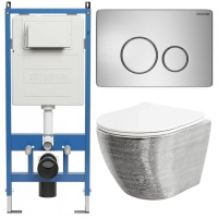 Комплект унитаза с инсталляцией Grossman Style 97.4455SWS.05.12M с клавишей смыва