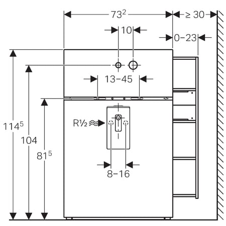 Cантехнический модуль Geberit Monolith для подвесного умывальника, стекло умбра 131.041.SQ.1