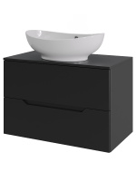 Тумба с раковиной подвесная 70 см, Orange Line Li-70TubMDF+B08-585w черный/белый