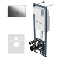 Инсталляция для подвесного унитаза узкая Am.Pm ErgoFit I012711.0351 с кнопкой смыва, хром глянец
