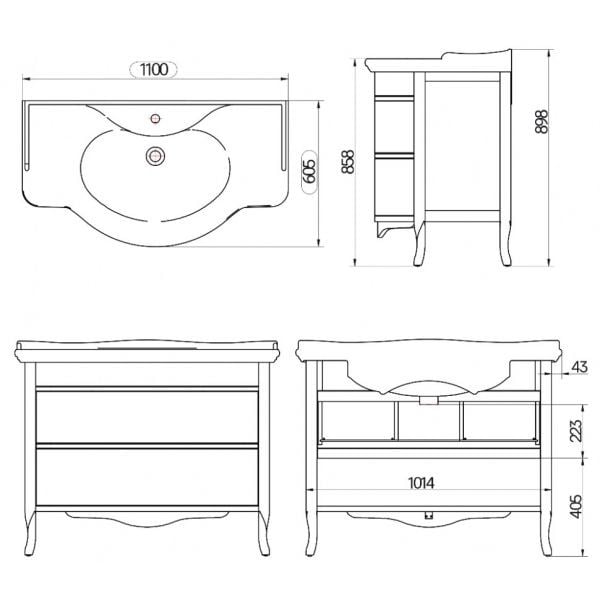 Тумба с раковиной Tiffany World ARM2110-M+GIU200110/ALZA bi*1 комплект