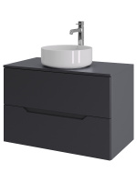 Тумба с раковиной подвесная 80 см, Orange Line Li-80TugMDF+B09-360W графит/белый