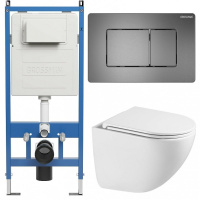 Комплект унитаза с инсталляцией Grossman Classic 97.4455SQC.04.42M с клавишей смыва