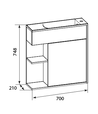 Тумба с раковиной 1Marka  Stretto 70П У94633