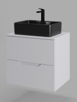 Тумба с раковиной подвесная 60 см, Orange Line Li-60TuwMDF+B01-475MB белый/черный