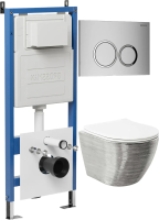 Комплект унитаза с инсталляцией Grossman Galaxy 97.4455SWS.01.110 с клавишей смыва