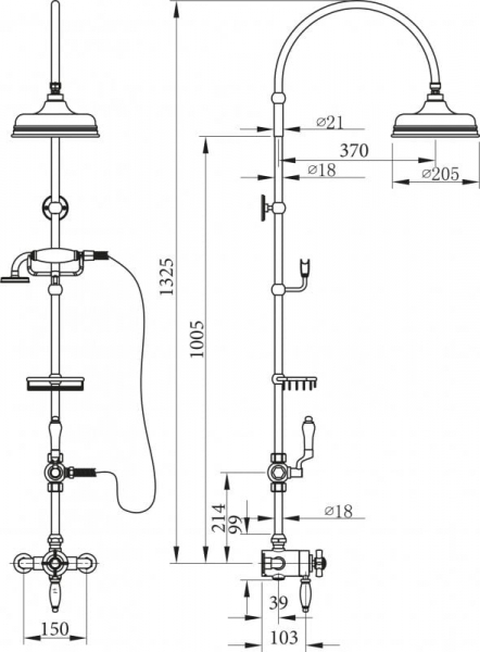 Душевая колонна Cezares Venezia VENEZIA-CD-T-03/24-Bi