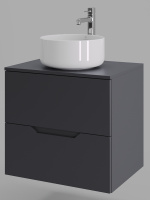 Тумба с раковиной подвесная 60 см Orange Line Li-60TugMDF+B07-345W графит/белый