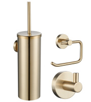 Набор аксессуаров из 3 предметов крючок, держатель для бумаги, ершик WONZON & WOGHAND, брашированное золото WW-8100-G