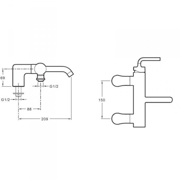 Смеситель на борт ванны Jacob Delafon Purist E14500-4A-CP