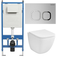 Комплект унитаза с инсталляцией Grossman Cosmo 97.4497SQC.02.110 с клавишей смыва