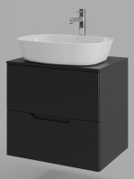 Тумба с раковиной подвесная 60 см, Orange Line Li-60TubMDF+B08-500W черный/белый