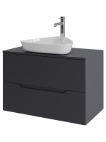 Тумба с раковиной подвесная 80 см, Orange Line Li-80TugMDF+B07-500W графит/белый