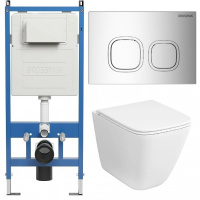 Комплект унитаза с инсталляцией Grossman Cosmo 97.4479SQC.02.100 с клавишей смыва