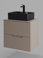 Тумба с раковиной подвесная 60 см, Orange Line Li-60TuLMDF+B01-475MB латте/черный