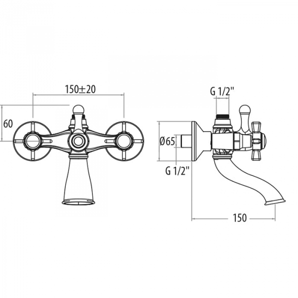 Смеситель для ванны с длинным изливом Tiffany World TW1750617COcr Смеситель для ванны с длинным изливом Tiffany World TW1750617COcr