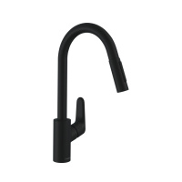 Смеситель для кухни с выдвижным изливом Hansgrohe Focus M41 31815670 черный матовый