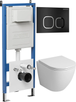 Комплект унитаза с инсталляцией Grossman Cosmo 97.4455SQ.02.210 с клавишей смыва